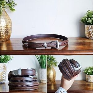 Nocona Genuine Leather Stitched Tapered Western Brown Belt size 38 N2417202